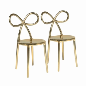 Ribbon Chair Metal Finish, Set of 2 pieces indoor ambient light