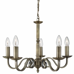 Richmond 5 Light/Scroll Arm Antique Brass Chandelier simple ceiling design light