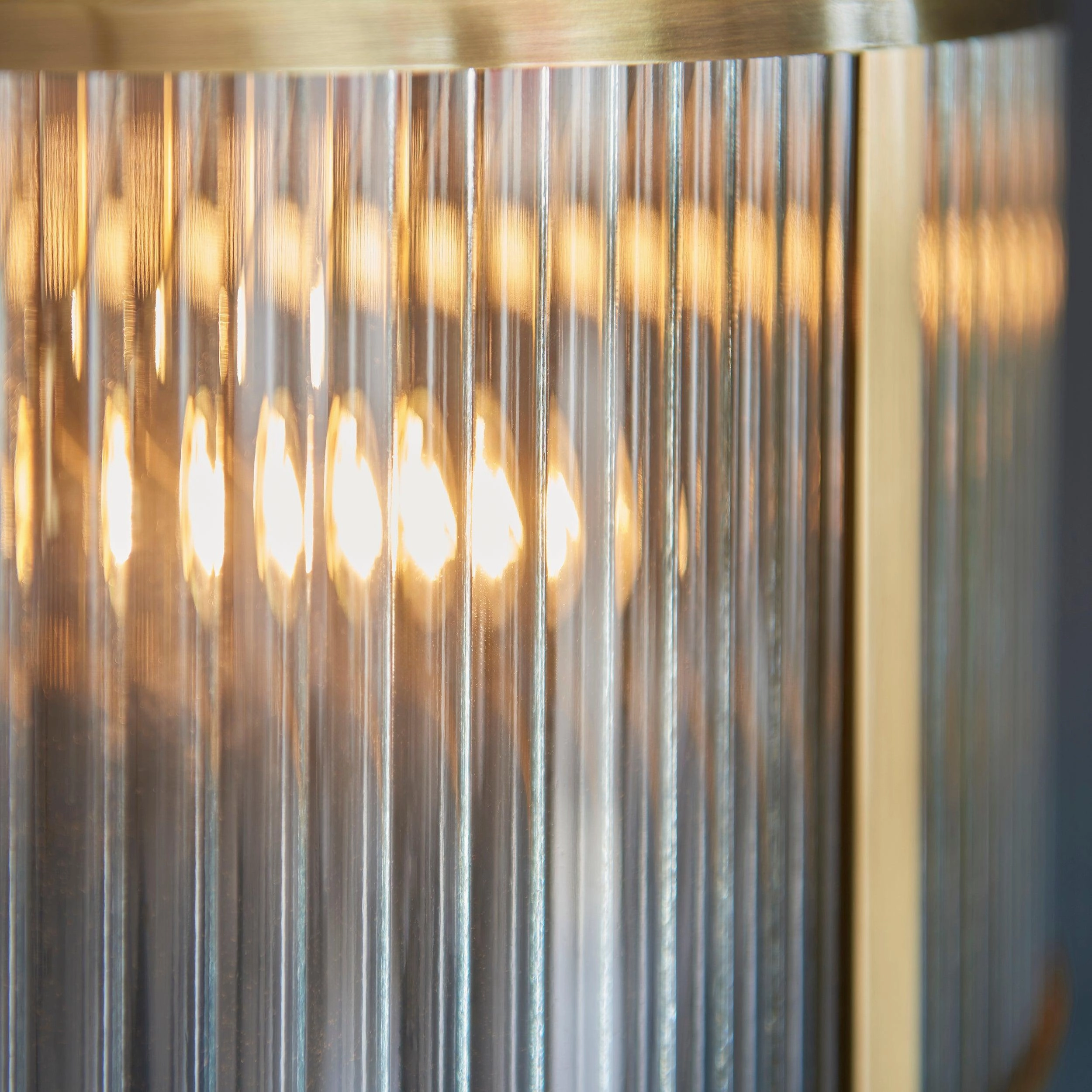 Ridgeton 3 Light Brass & Ribbed Shade Glass Pendant