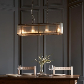 Ridgeton 4 Light Brass & Ribbed Shade Glass Linear Pendant simple ceiling design light