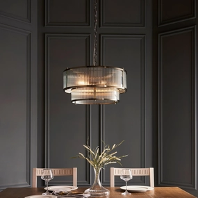 Ridgeton 5 Light Brass & Ribbed Shade Glass Pendant simple ceiling design light