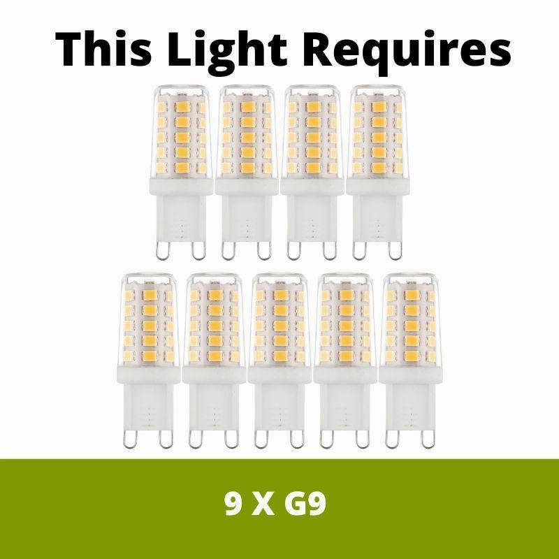 Riviera 9 Light Large Brass Pendant - Ribbed Glass Shades