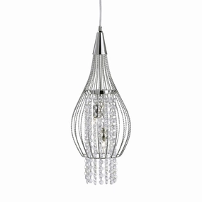 Rocket 2 Light Cage Frame Chrome & Crystal Ceiling Pendant minimalist ceiling light