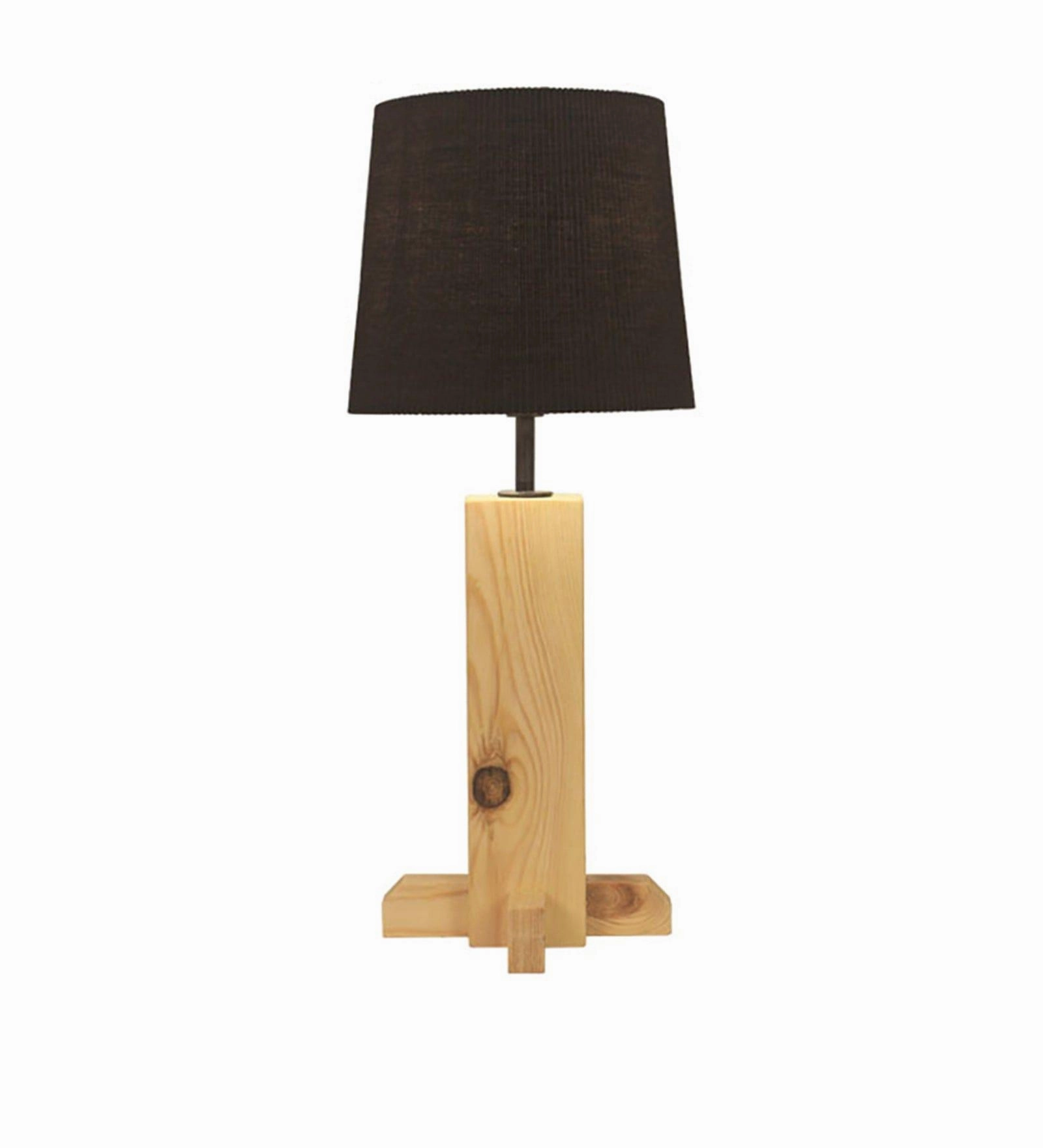 Rocket Beige Wooden Table Lamp with Black Fabric Lampshade (BULB NOT INCLUDED)