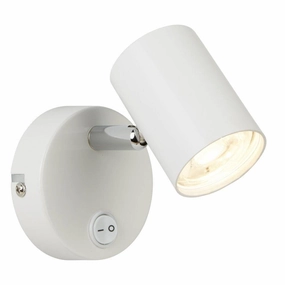 Rollo White Cylinder Head Adjustable Wall Spotlight - Switched simple ceiling design light