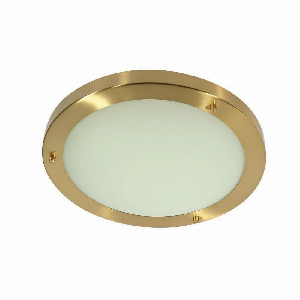 Rondo Satin Brass Finish Large Flush Bathroom Ceiling Light simple ceiling design light