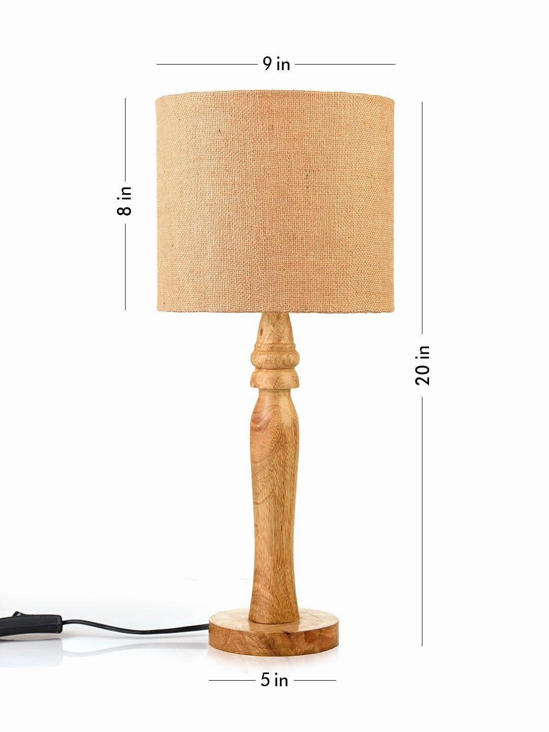 Round Brown Lamp with Brown Jute Shade