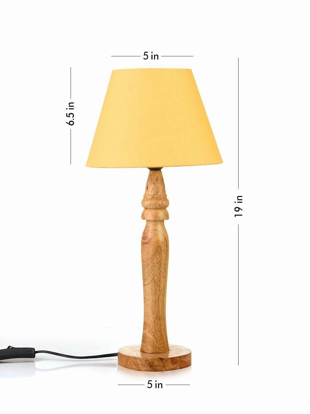 Round Brown Lamp with Taper Yellow Cotton Shade