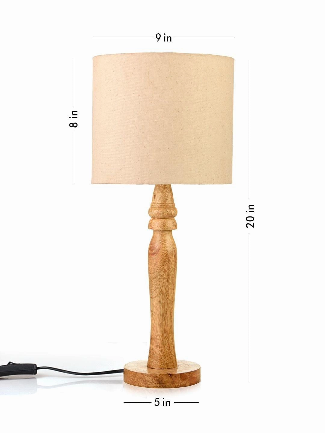 Round Brown Lamp with White Cotton Shade