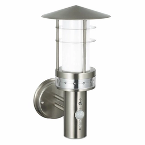 Saxby Pagoda Brushed Stainless Steel Outdoor PIR Wall Light outdoor wall lamp
