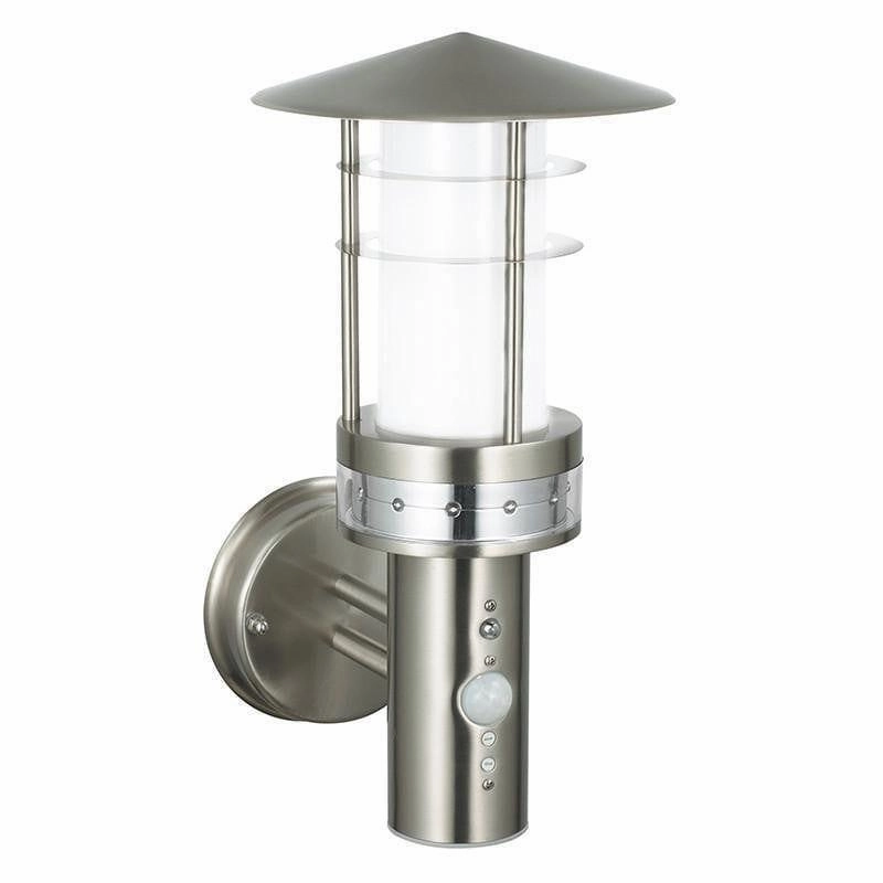 Saxby Pagoda Brushed Stainless Steel Outdoor PIR Wall Light outdoor wall lamp