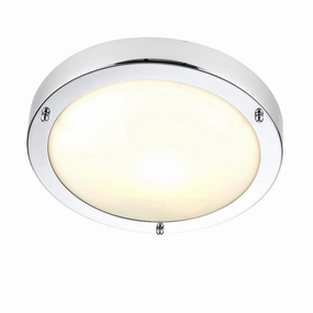 Saxby Portico 1 Light Chrome & Frosted Glass Ceiling Flush simple ceiling design light