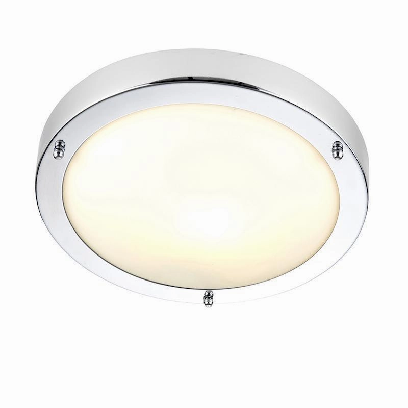 Saxby Portico 1 Light Chrome & Frosted Glass Ceiling Flush simple ceiling design light