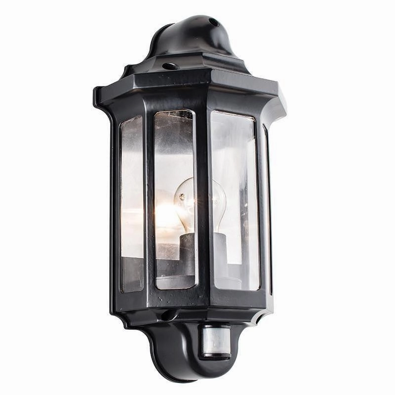 Saxby Traditional Satin Black Outdoor Wall Light With PIR outdoor wall lamp
