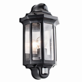 Saxby Traditional Satin Black Outdoor Wall Light With PIR outdoor wall lamp