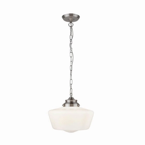 School House Chrome Ceiling Pendant With Opal Glass simple ceiling design light