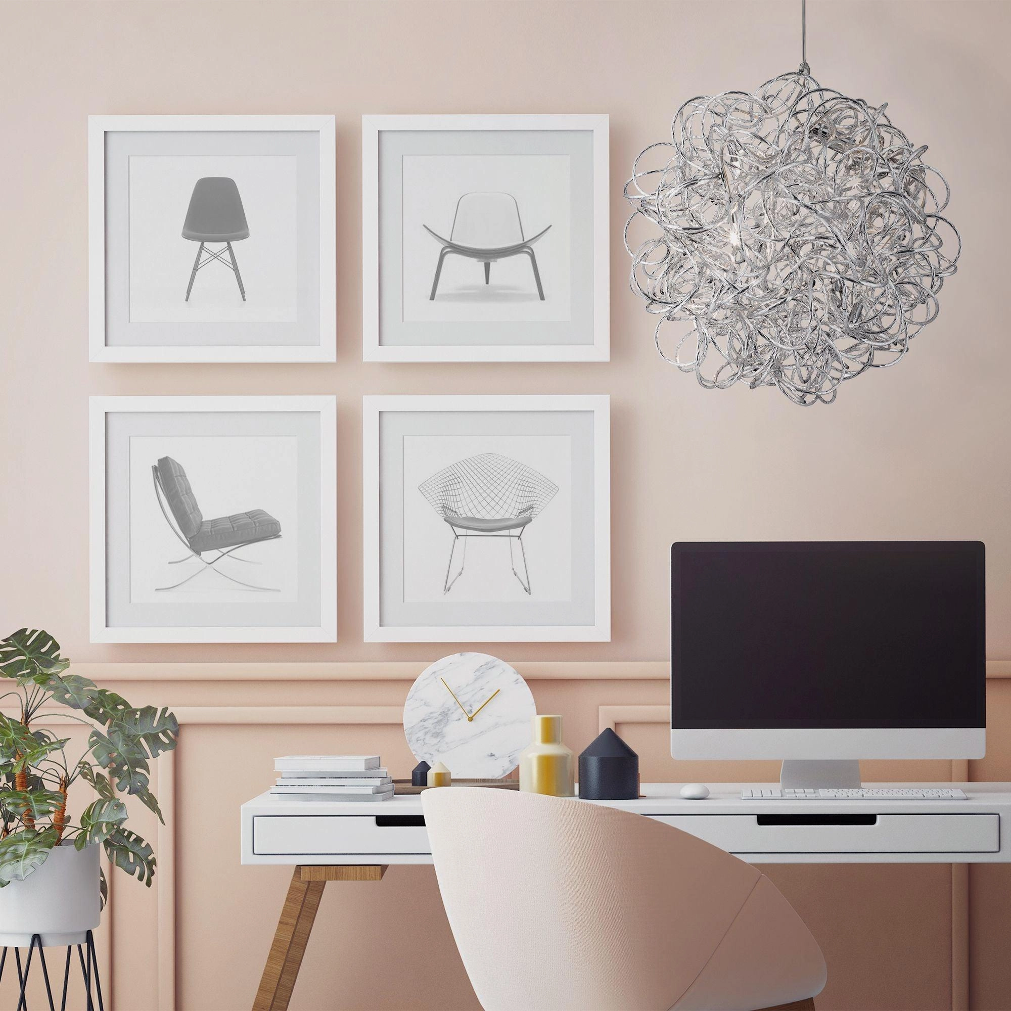 Scribble 6 Light Tangled Aluminium Ceiling Pendant