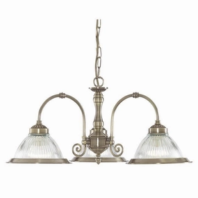 Searchlight American Diner Antique Brass 3 Light Pendant Ceiling Light simple ceiling design light