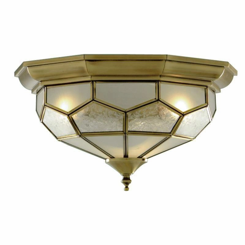 Searchlight Antique Brass & Glass Flush Ceiling Light simple ceiling design light