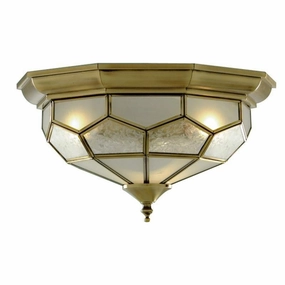 Searchlight Antique Brass & Glass Flush Ceiling Light simple ceiling design light