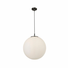 Searchlight Atom 1 Light Pendant 30 cm Opal Glass Sphere modern ceiling lamp