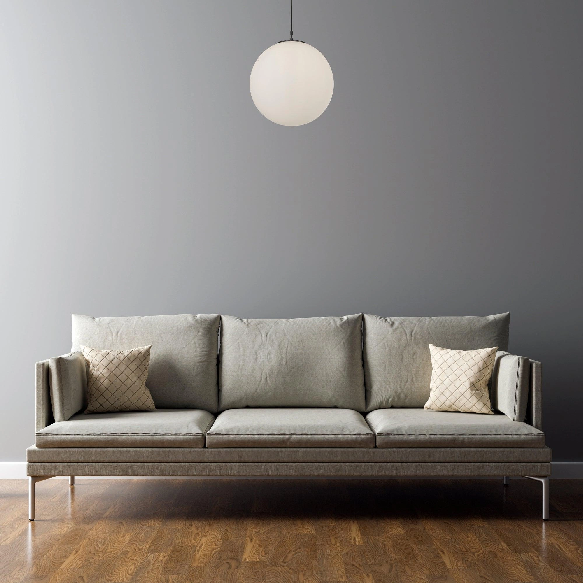 Searchlight Atom 1 Light Pendant 30 cm Opal Glass Sphere