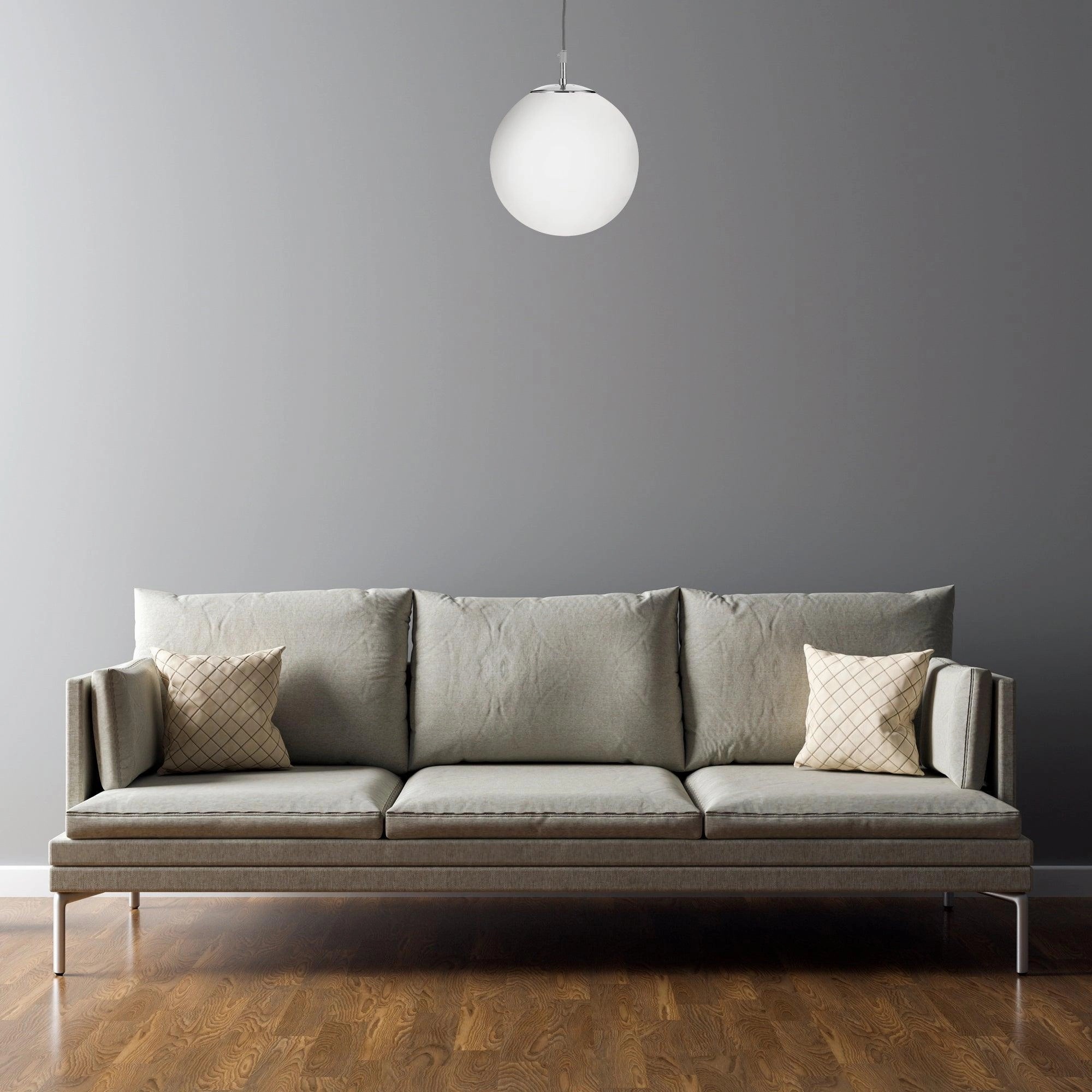 Searchlight Atom Silver & Opal Glass Small Ceiling Pendant