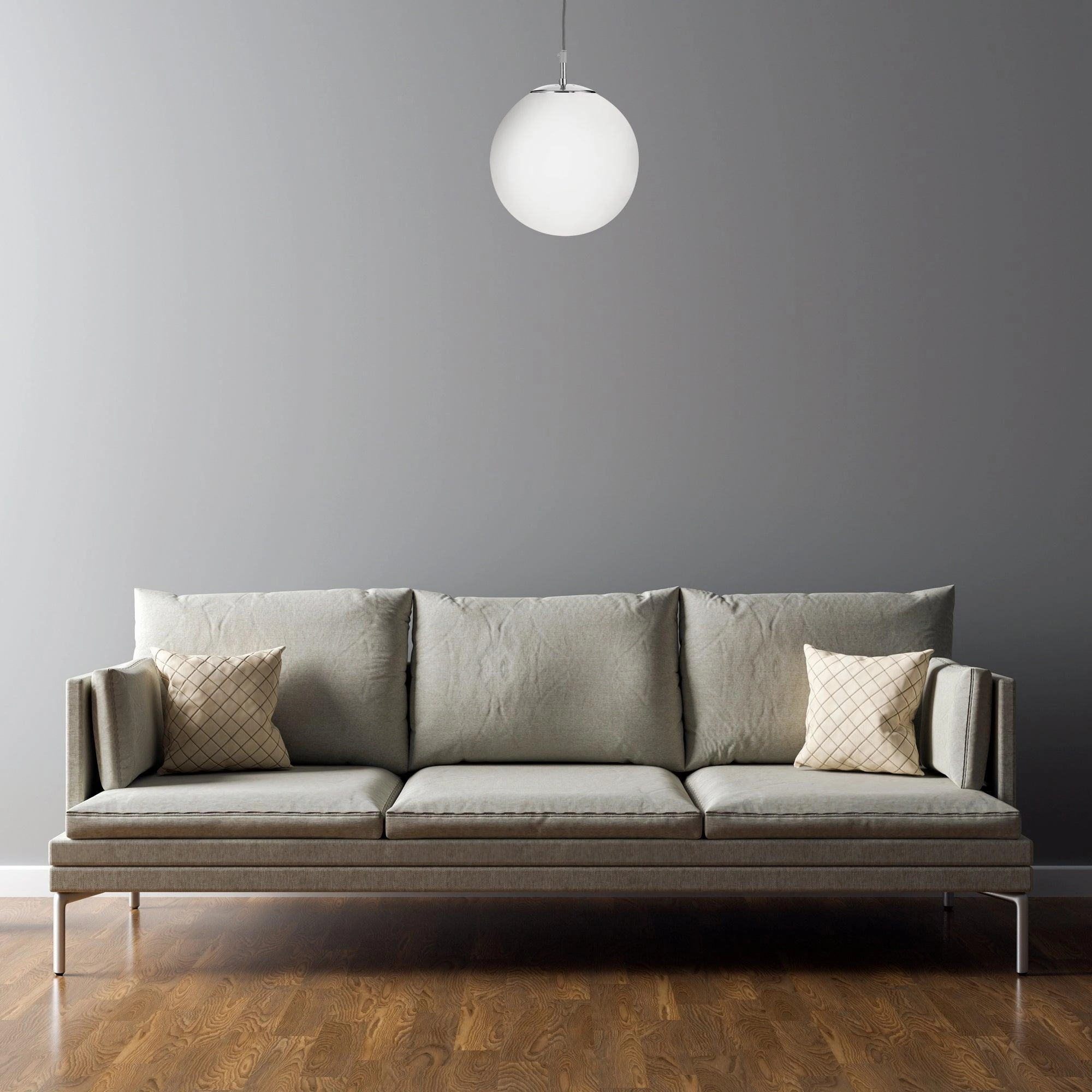 Searchlight Atom Silver & Opal Glass Small Ceiling Pendant