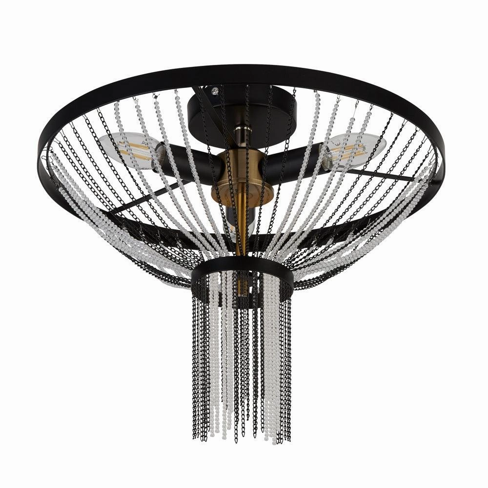 Searchlight Baguette 3 Light Black & Brass Ceiling Light