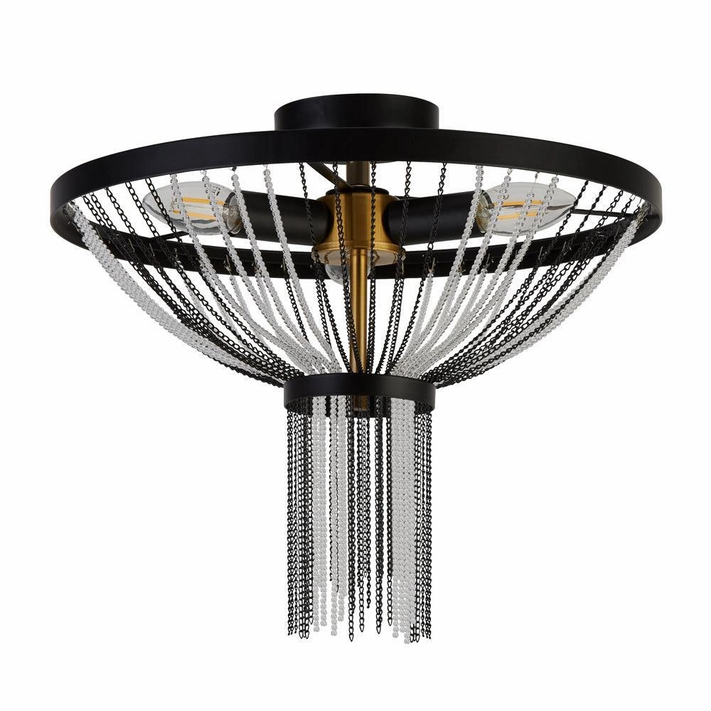 Searchlight Baguette 3 Light Black & Brass Ceiling Light