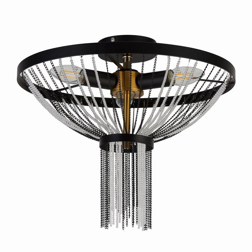 Searchlight Baguette 3 Light Black & Brass Ceiling Light