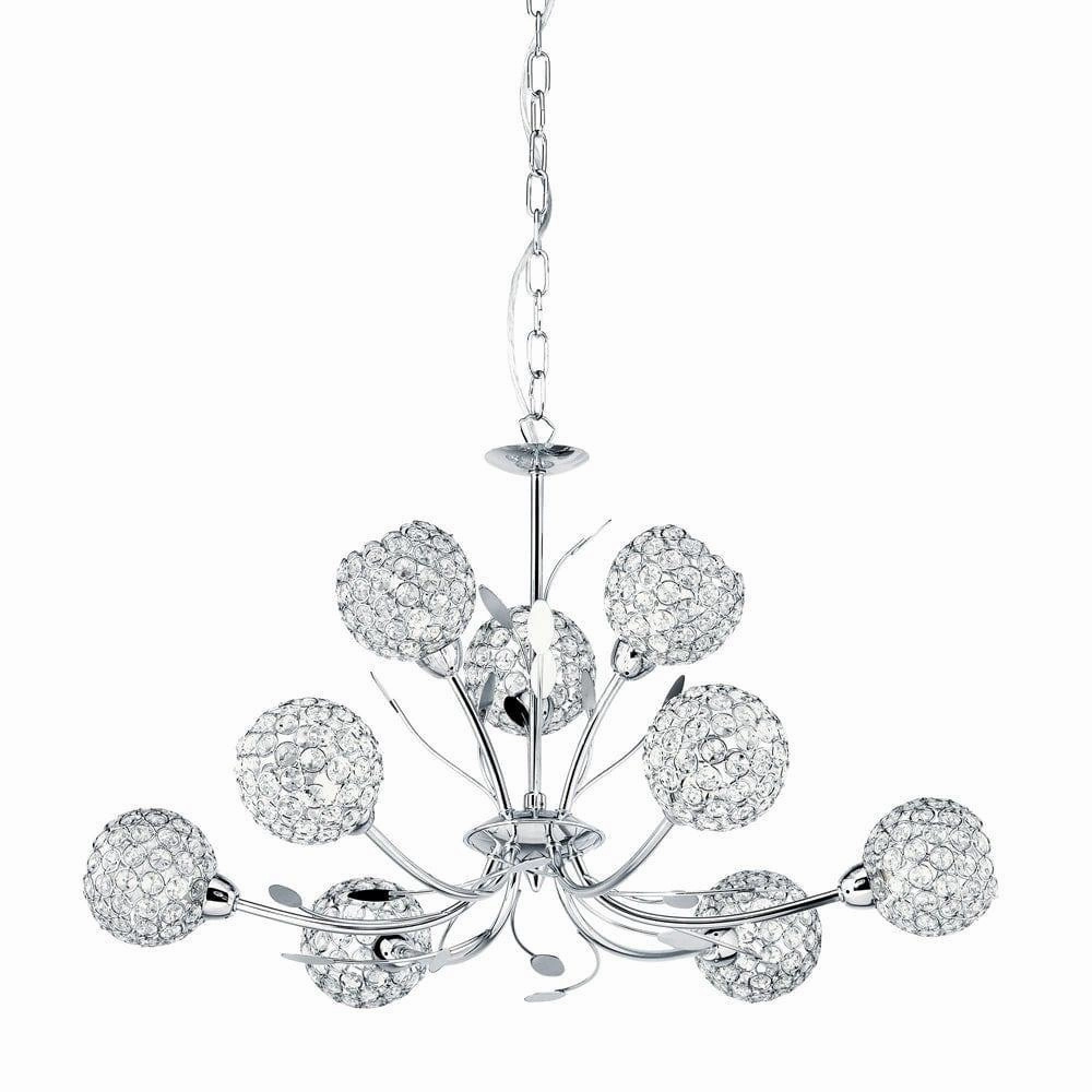 Searchlight Bellis II 9 Light Chrome Light, Glass Deco Shade minimalist ceiling light