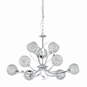 Searchlight Bellis II 9 Light Chrome Light, Glass Deco Shade minimalist ceiling light