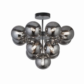 Searchlight Berry 13 Light Chrome Ceiling Light - Smoked Glass minimalist ceiling light
