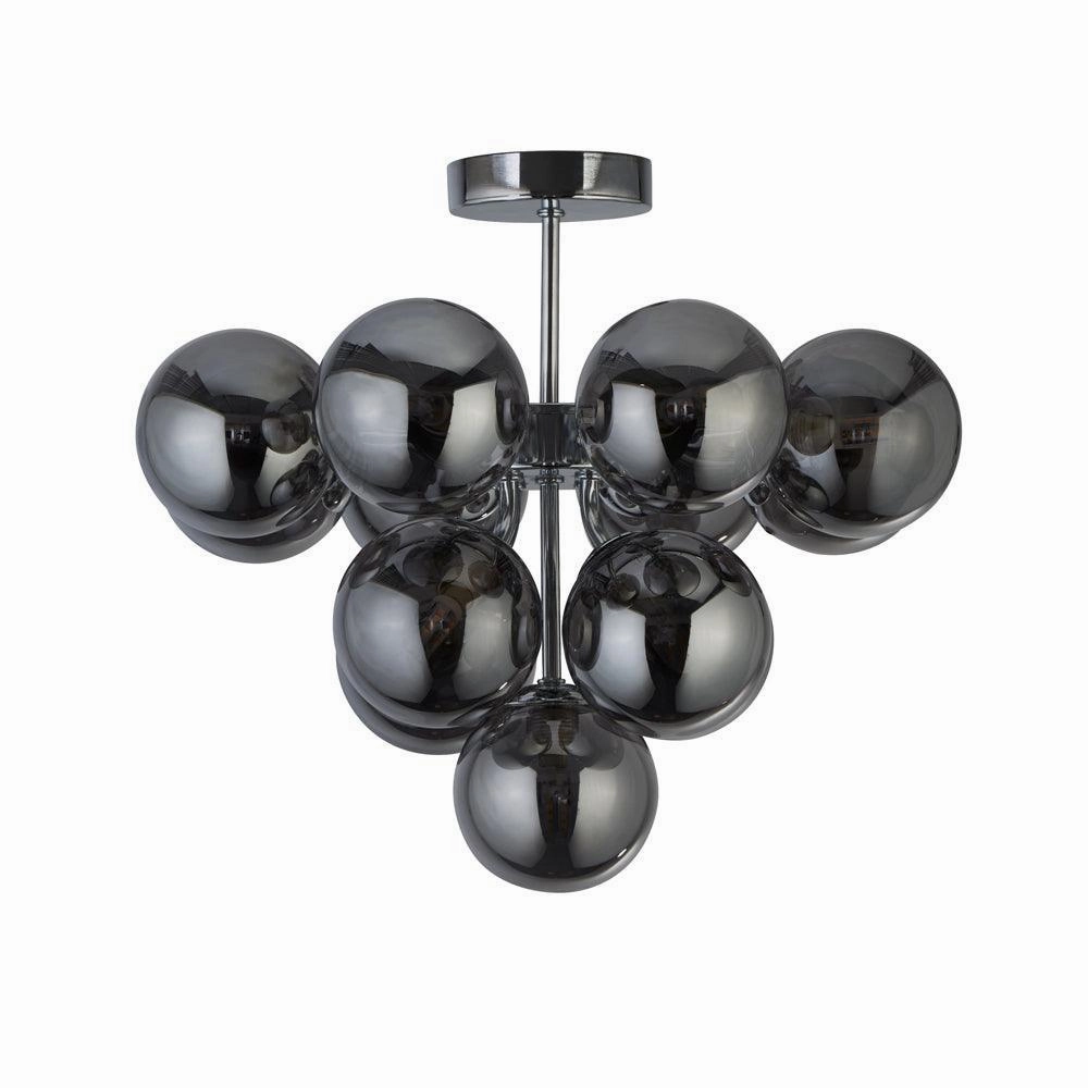 Searchlight Berry 13 Light Chrome Ceiling Light - Smoked Glass