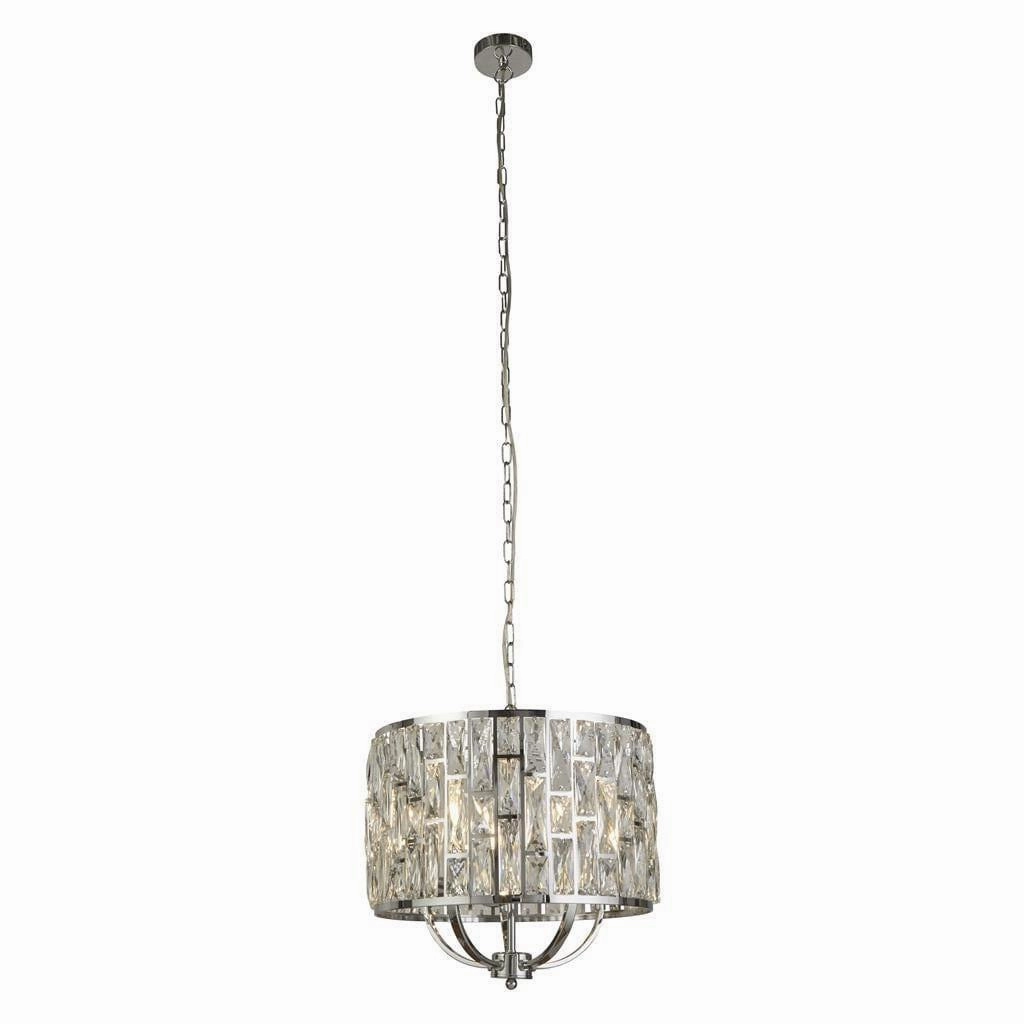 Searchlight Bijou 5 Light Chrome Pendant - Crystal Glass minimalist ceiling light