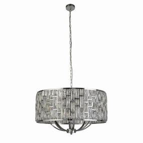 Searchlight Bijou 8 Light Chrome Pendant - Crystal Glass minimalist ceiling light