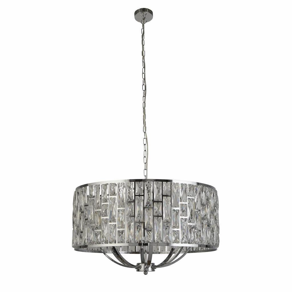 Searchlight Bijou 8 Light Chrome Pendant - Crystal Glass minimalist ceiling light