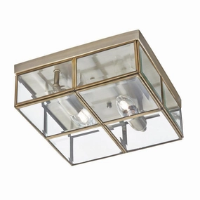 Searchlight Brass & Bevelled Glass Square Flush Ceiling Light simple ceiling design light