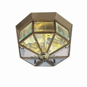 Searchlight Brass & Clear Glass Flush Ceiling Light simple ceiling design light