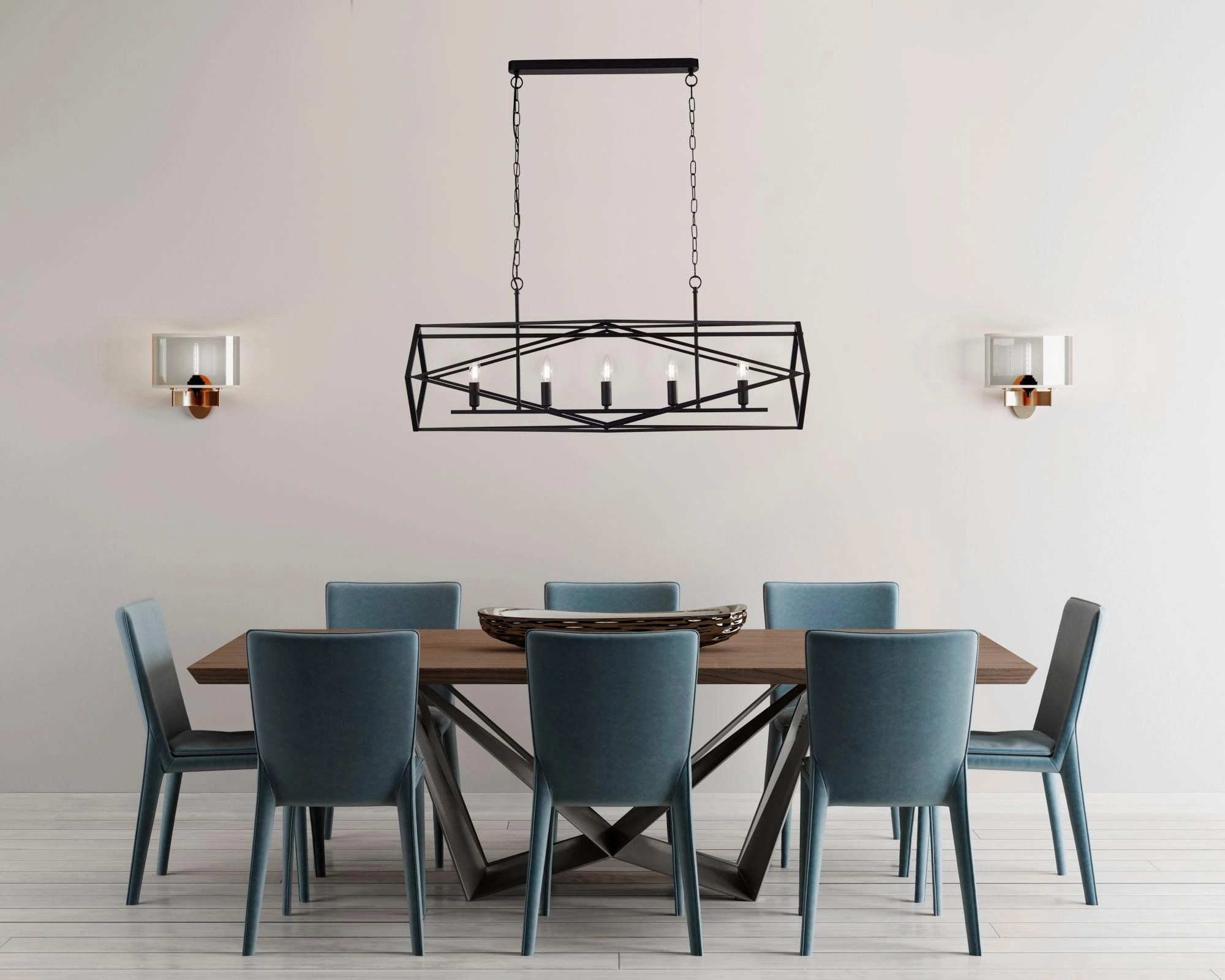 Searchlight Chassis 5 Light Black Pendant Ceiling Light
