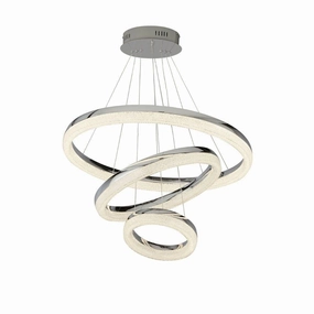 Searchlight Circle LED 3 Ring Pendant Chrome Crushed Ice minimalist ceiling light