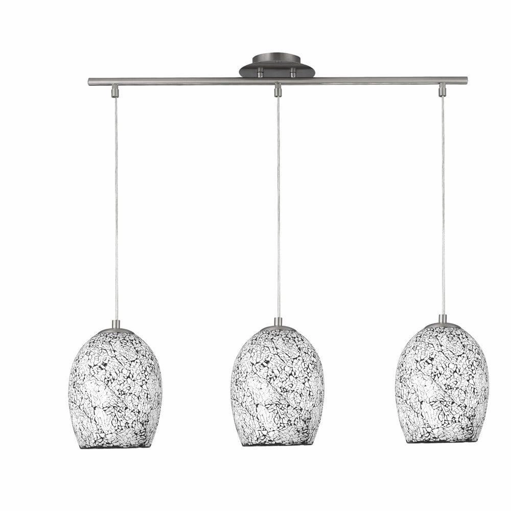Searchlight Crackle 3 Light Pendant White Mosaic Glass minimalist ceiling light
