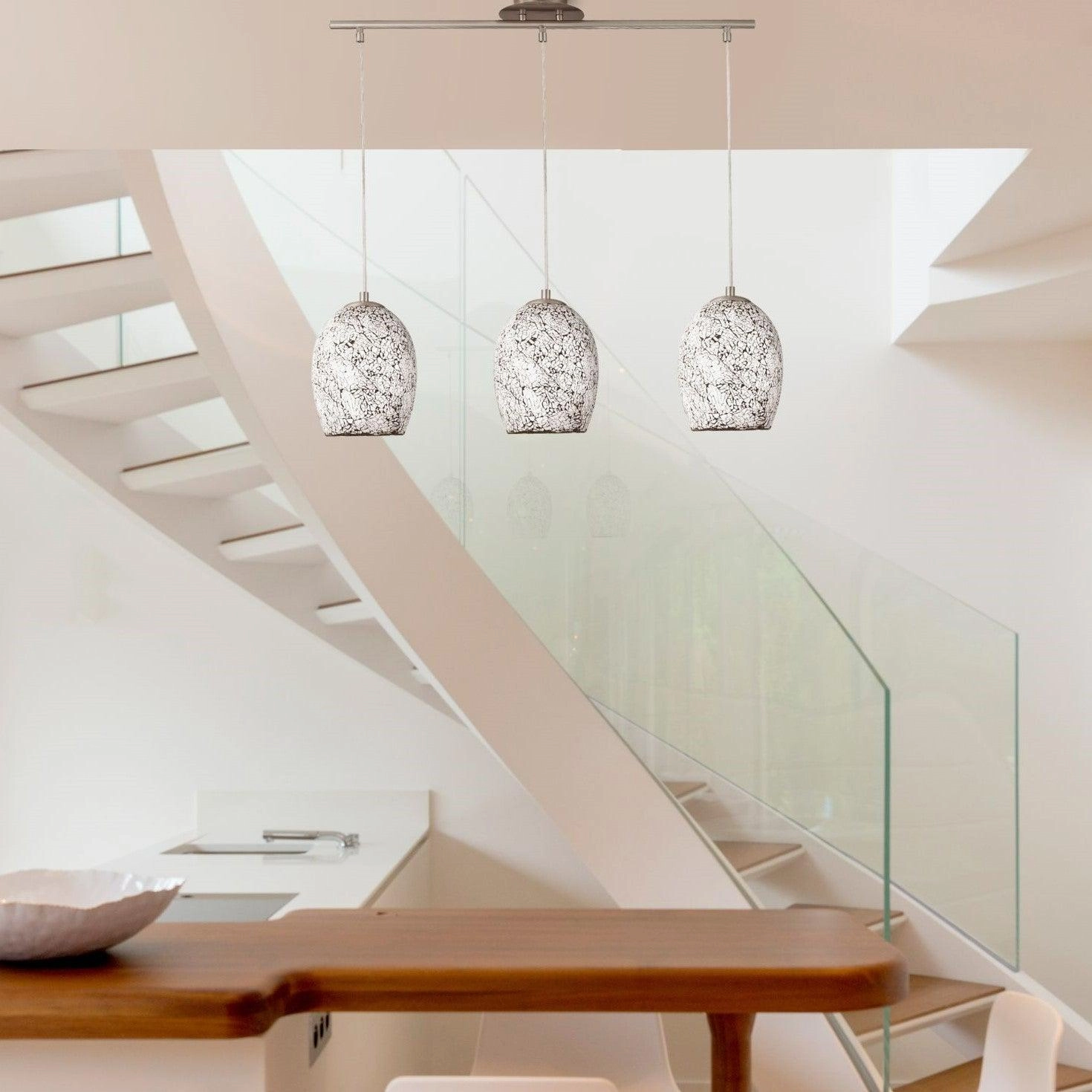 Searchlight Crackle 3 Light Pendant White Mosaic Glass
