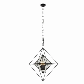 Searchlight Diamond 3 Light Black & Glass Ceiling Pendant minimalist ceiling light