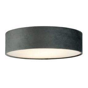 Searchlight Drum 2 Light Ceiling Flush - Grey Velvet Shade simple ceiling design light