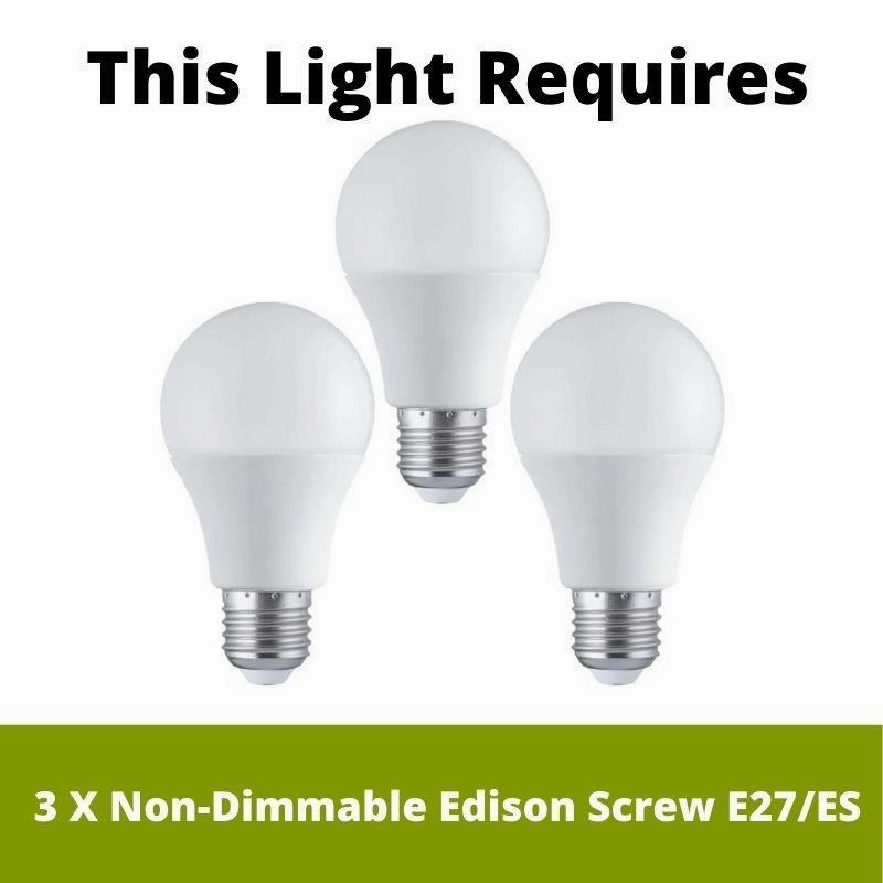Searchlight Drum 3 Light Ceiling Flush - Green Velvet Shade