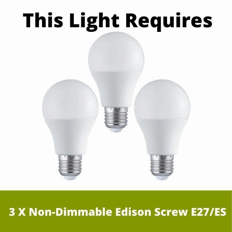 Searchlight Drum 3 Light Ceiling Flush - Grey Velvet Shade