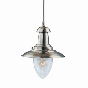 Searchlight Fisherman Baby Silver Lantern - Clear Glass minimalist ceiling light
