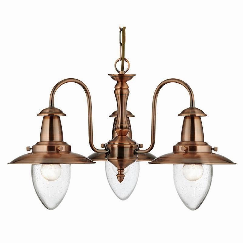 Searchlight Fisherman Copper & Glass 3 Light Ceiling Pendant simple ceiling design light